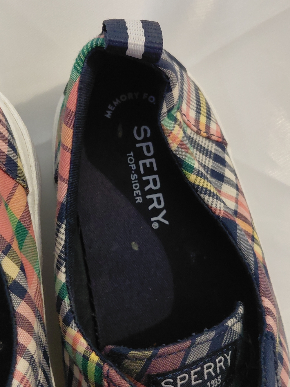 Sperry Plaid Lace-Up Sneakers in Pink, Navy & Green - Picture 5 of 11